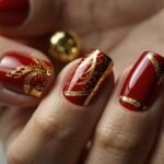 Red and Gold Nails
