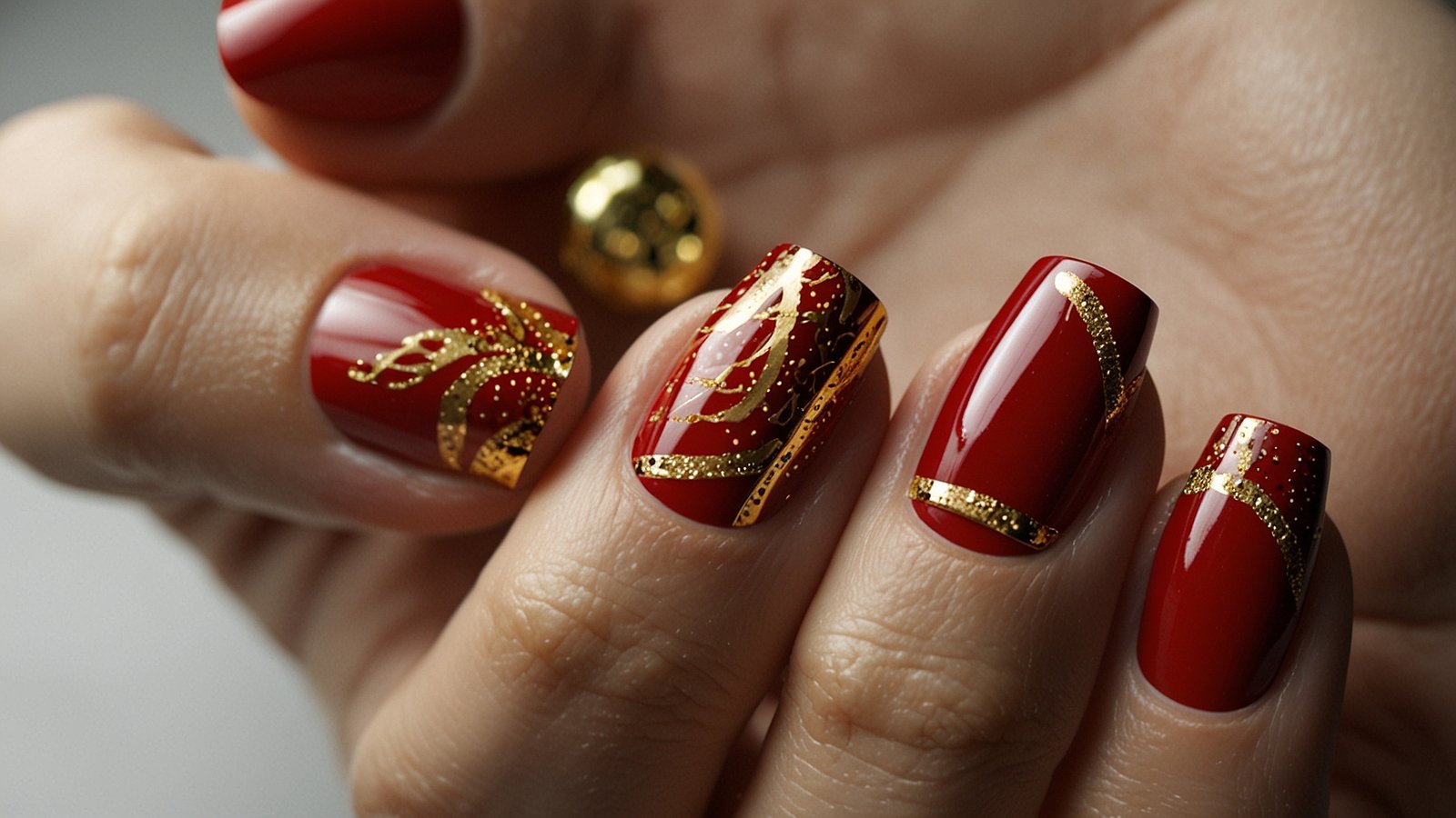 Red and Gold Nails